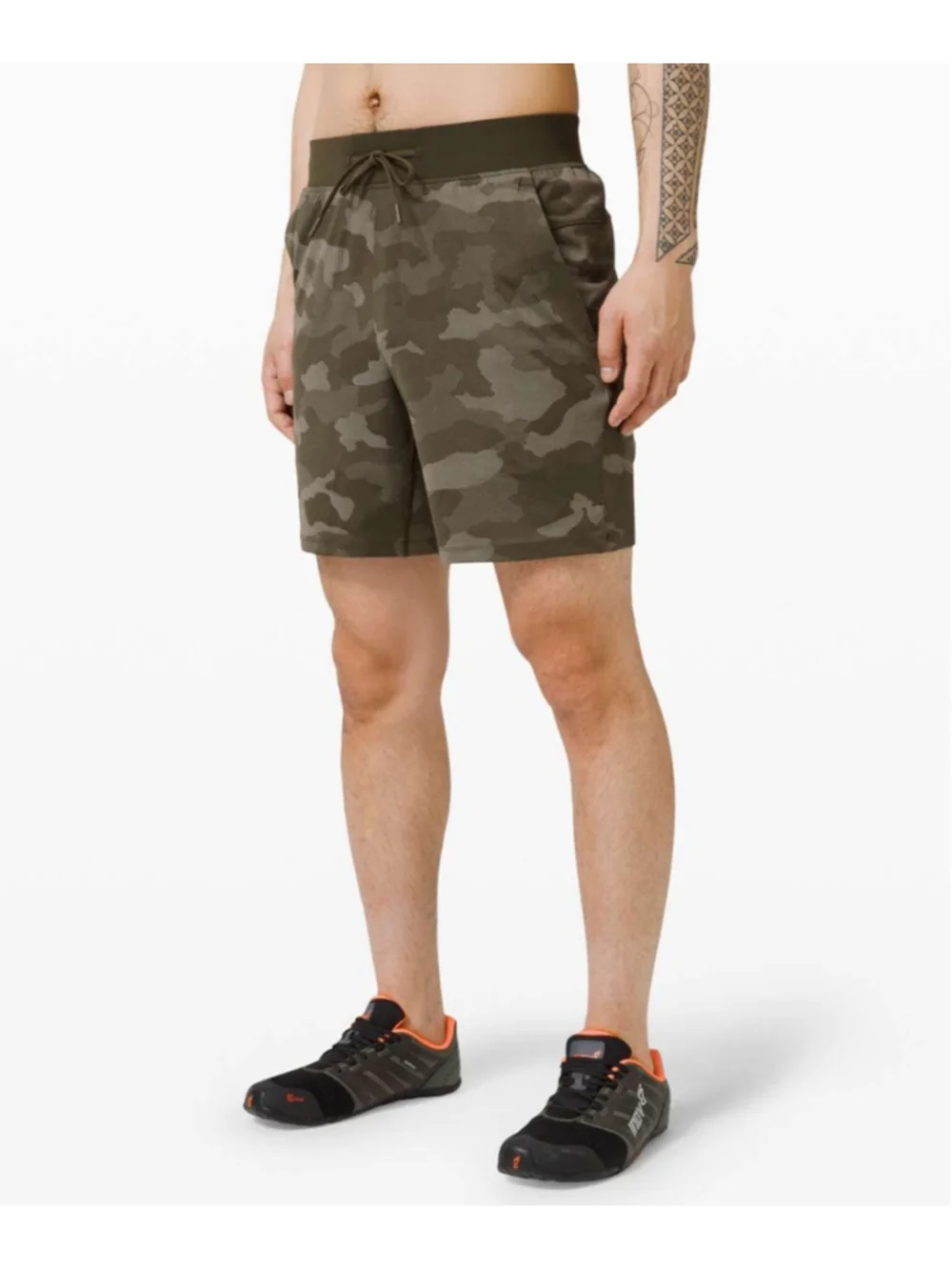 Lululemon T.H.E. Short Linerless  Variegated Mesh Camo Max Dark Olive Mens M